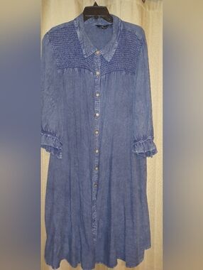 Mlle Gabrielle Indigo Blue Button-Front Midi Dress